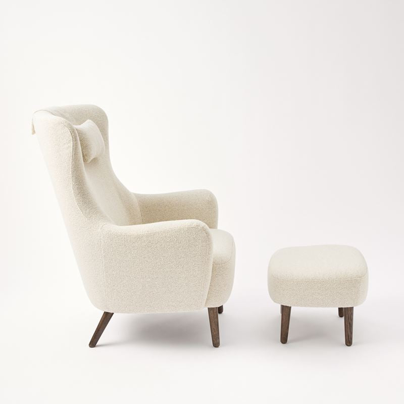 Yorkton Pearl Boucle Chair & Foot Stool Set