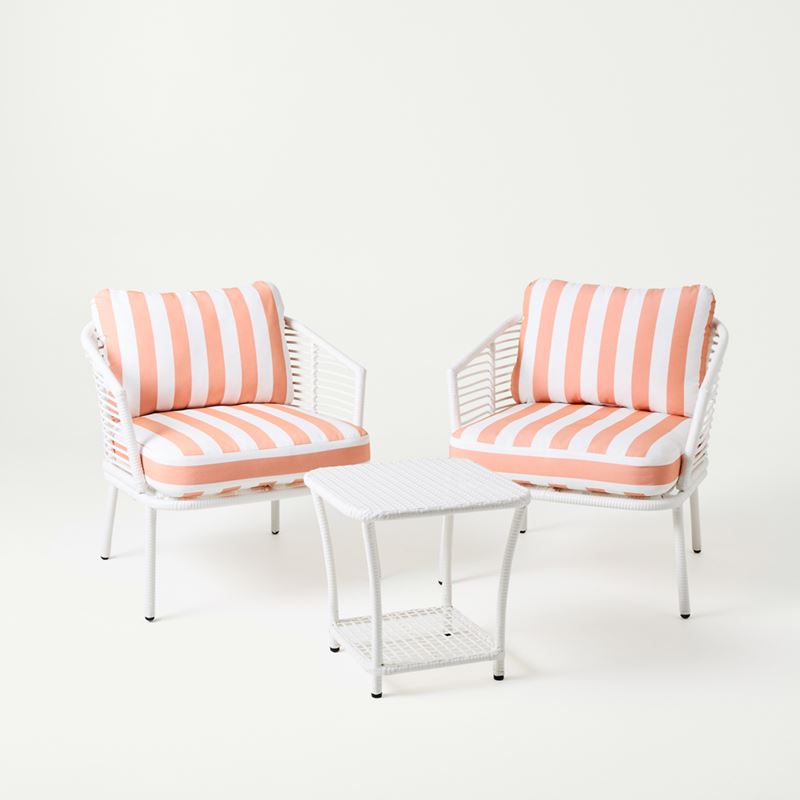 Whitehaven White & Mandarin Stripe Outdoor Lounge Set