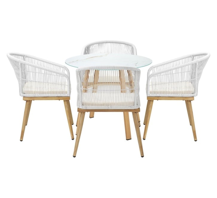 Mallari 4 Seater White Outdoor Dining Set