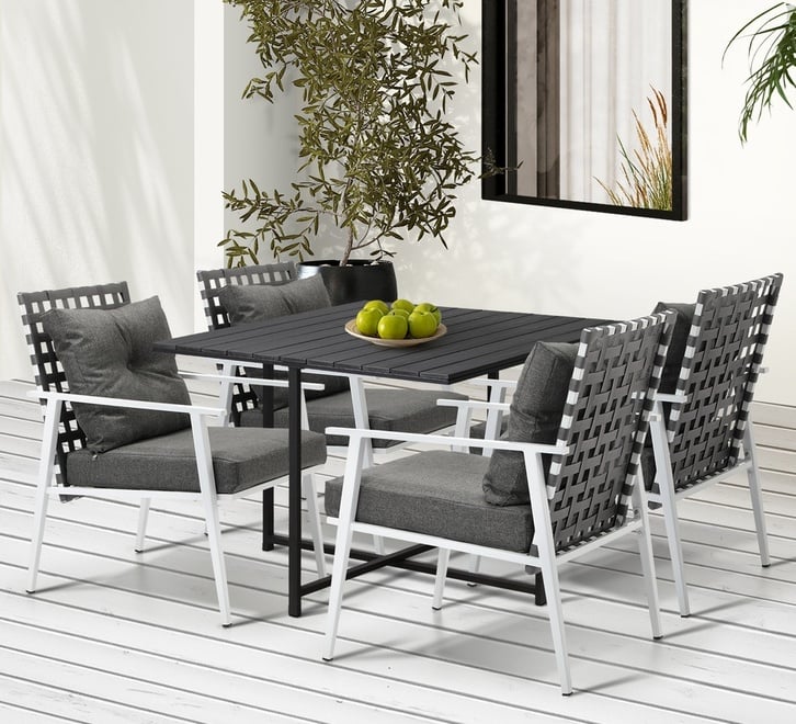 Veda 4 Seater Black Outdoor Dining Set