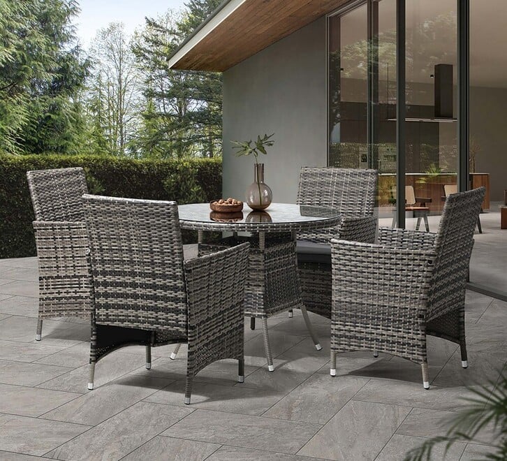 Rovello 4 Seater Grey Outdoor Dining Set